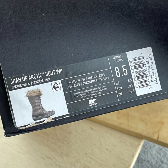 SOREL Women's Joan of Arctic Waterproof Boot - Quarry, Black - 8.5 NWB S086 - Picture 6 of 7